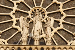 Virgin And Child Prints: Virgin and Child and angels west front, Notre Dame Cathedral, UNESCO World Heritage Site