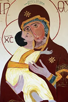 Images Dated 4th February 2007: Virgin and Child painting at Keur Moussa Abbey, Keur Moussa, Senegal, West Africa, Africa