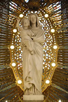 Basilica Prints: Virgin and Child sculpture in Fourviere Basilica, Lyon, Rhone, France, Europe