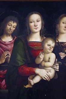 Mary Prints: Virgin with child surrounded by St. John the baptist and St