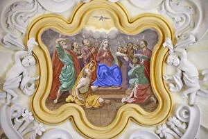 Images Dated 18th August 2008: Virgin and Holy Ghost in Saint-Nicolas de Veroce church, Haute Savoie, France, Europe
