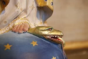 Images Dated 18th August 2008: Virgin trampling evil snake in Saint-Nicolas de Veroce church, Haute Savoie