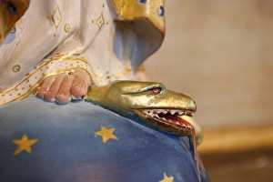 Images Dated 18th August 2008: Virgin trampling evil snake in Saint-Nicolas de Veroce church, Haute Savoie