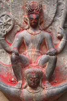 Religious Figure Prints: Vishnu and Garuda statue at Changu Narayan Temple