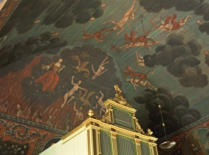 Ceilings Prints: Vision of Hell painted by the German Georg Schuffner in 1753, church ceiling