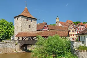 Streetscape Prints: Visit the historic Sulfer Turm Tower over the Kocher River in Schwbisch Hall