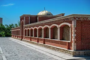 Columns Prints: Visit to Khans Palace in Akhchivan showcasing rich historical architecture in Azerbaijan