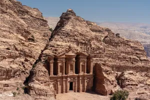 Sandstone Prints: Visit to the Monastery at Al Dayr surrounded by rocky cliffs in Petra