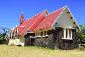 Events Prints: Visit to Notre-Dame Auxiliatrice de Cap Malheureux in Mauritius on a sunny day