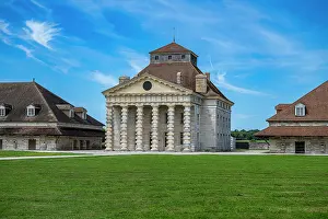 Columns Prints: Visit the Royal Saltworks at Arc-et-Senans in France highlighting unique architecture and historical significance