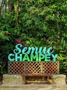Alta Prints: Visit Semuc Champey Natural Monument in Lanquin Alta Verapaz Guatemala with its colorful entrance sign