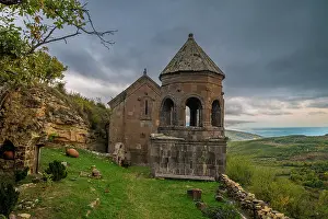 Earth Prints: Visit to Tiri monastery in South Ossetia surrounded by green hills and cloudy skies