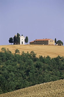 Pienza Prints: Vitaleta chapel near Pienza