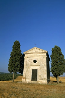 Vitaleta chapel near Pienza, Val d Orcia, Siena province, Tuscany, Italy, Europe
