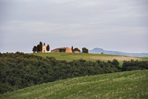 Orcia Valley Prints: Vitaleta church at sunset, San Quirico