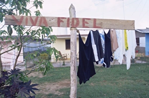 Images Dated 13th February 2008: Viva Fidel sign, Cuba, West Indies, Central America