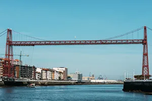 The Vizcaya Bridge, UNESCO World Heritage Site, a transporter bridge linking the towns of Portugalete and Las Arenas in the Biscay province, crossing the mouth of the Nervion River, Spain, Europe