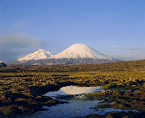 Lauca Prints: Volcan Parinacota and Volcan Pomerape, Lauca National Park, Chile, South America