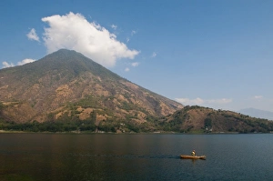 Lake Atitlan Prints: Volcan San Pedro, Lake Atitlan, Guatemala, Central America