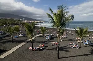 The volcanic beach of Puerto Cruz, Tenerife, Canary Islands, Spain, Atlantic, Europe