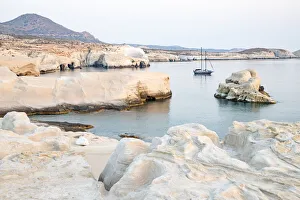 Volcanic rock formations at Sarakiniko on north coast, Sarakiniko, Milos, Cyclades