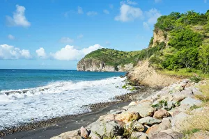Volcanic sand beach, Montserrat, British Overseas Territory, West Indies, Caribbean