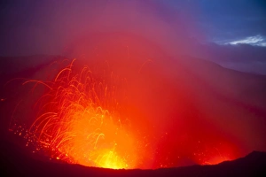 Volcano eruptions at the Volcano Yasur, Island of Tanna, Vanuatu, South Pacific, Pacific