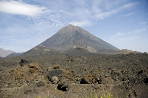 The volcano of Pico de Fogo in the background, Fogo (Fire), Cape Verde Islands, Africa