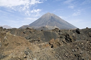 The volcano of Pico de Fogo in the background, Fogo (Fire), Cape Verde Islands, Africa