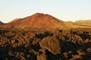 Images Dated 15th February 2008: Volcano at sunset, Lanzarote, Canary Islands, Spain, Europe