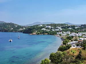 Agia Marina Prints: Vromolithos Beach, elevated view, Leros Island, Dodecanese, Greek Islands, Greece, Europe