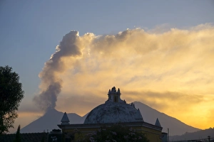 Antigua Prints: Vulcano Fuego from Antigua, UNESCO World Heritage Site, Guatemala, Central America