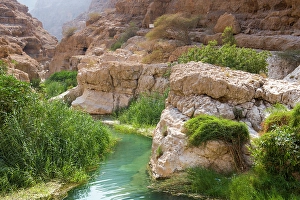 Azure Prints: Wadi Shab, canyon near Tiwi, Sultanate of Oman, Arabian Peninsula