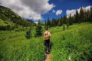 Walkers on Grand Teton National Park trails, Wyoming, United States of America, North America