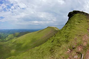 Spring Prints: Walkers on Pen-y-Fan in spring sunshine, Brecon Beacons National Park, Powys