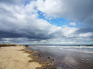 Fluffy Prints: Walkers on the West Sands at St. Andrews, Fife, Scotland, United Kingdom, Europe
