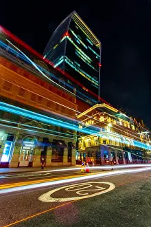 Light Beam Prints: Walkie Talkie Building (20 Fenchurch Street) with light trails at night