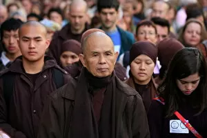 Walking meditation led by Thich Nhat Hanh, Paris, France, Europe