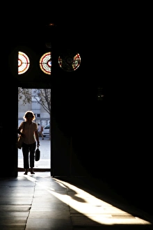 Doorways Prints: Walking into St. Sulpice basilica, Paris, France, Europe