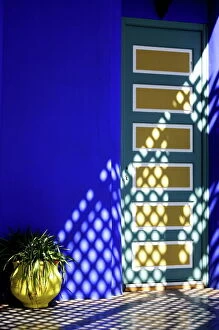 Images Dated 11th March 2008: Wall detail, Majorelle Gardens, Marrakesh, Morocco, North Africa, Africa