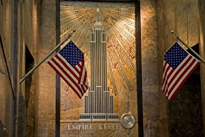 Lobby Prints: Wall detail of Empire State Building lobby
