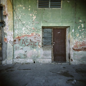 Graffiti Prints: Wall detail with graffiti, Cienfuegos, Cuba, West Indies, Central America