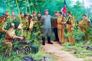 Soldiers Prints: Wall mural of Kim Il Sung, Victorious Fatherland Liberation War Museum