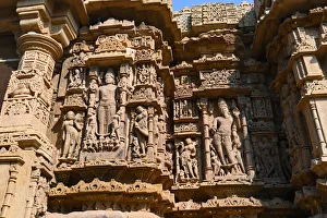 Sun Temple Prints: Wall of ornately carved Modhera Sun temple, built in 1026 by Bhima of Chaulukya dynasty