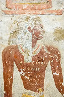 Nubia Prints: Detail of wall painting from Egyptian temple salvaged from Nubian land flooded by Lake Nasser