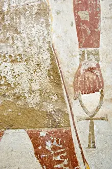 Detail of wall painting from Egyptian temple salvaged from Nubian land flooded by Lake Nasser