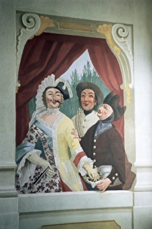 Czech Prints: Wall painting from the Mask Hall or ballroom, the Castle, Cesky Krumlov