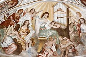 Angel Prints: Wall painting in Santa Maria of the Grottella sanctuary, Cupertino, Lecce, Apulia, Italy