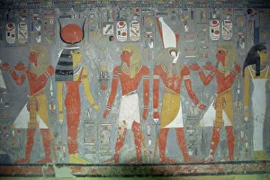 Decoration Prints: Wall painting in the Tomb of Horemheb, Valley of the Kings, Thebes, Egypt