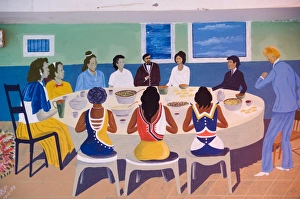 Sao Vicente Prints: Wall paintings in restaurant at Calhau, Sao Vicente, Cape Verde Islands, Africa